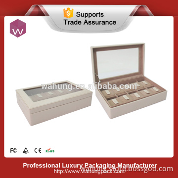 custom leather watch storage box with window